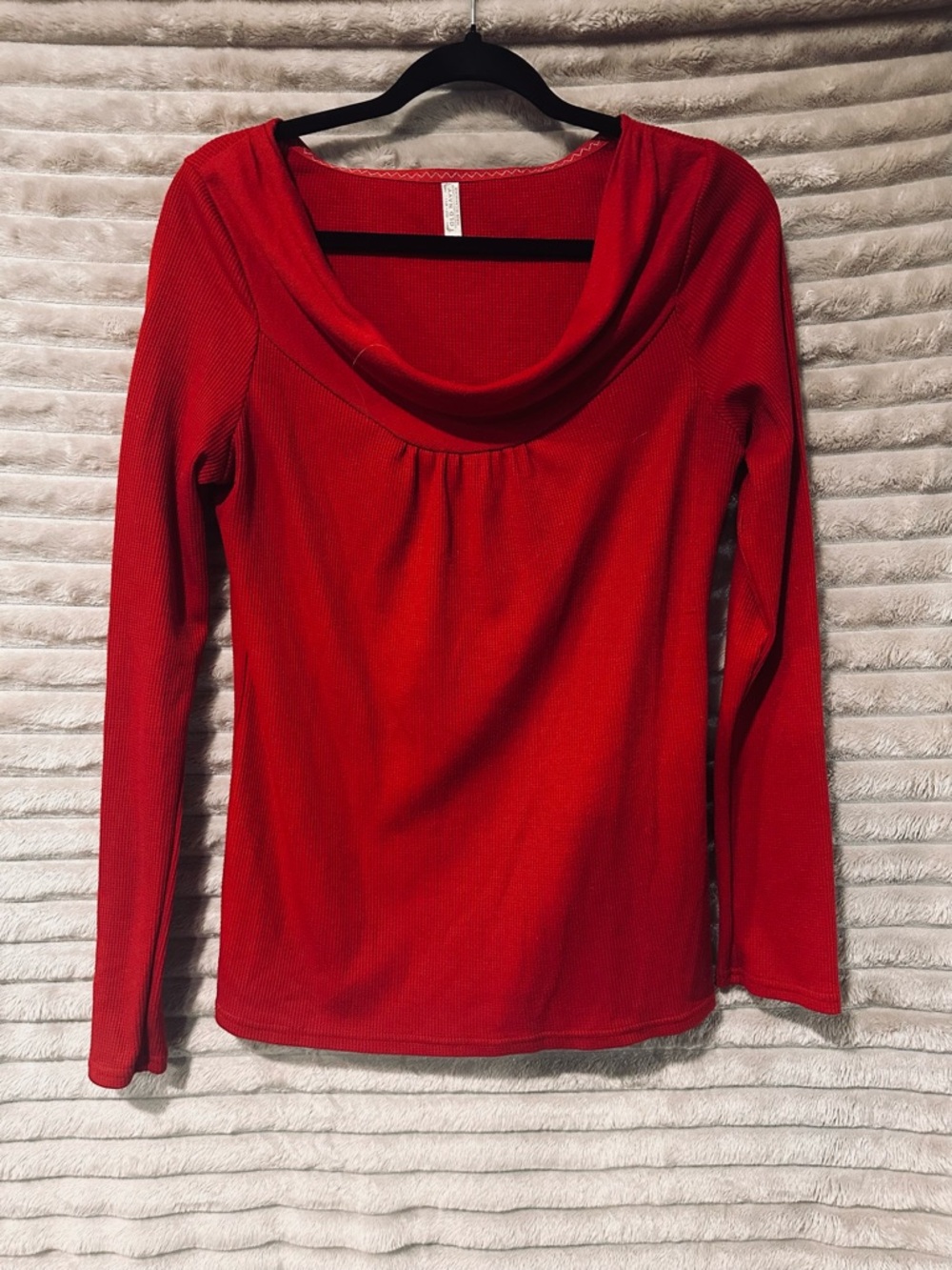 Old Navy Red Long-Sleeve Cowl Neck Top